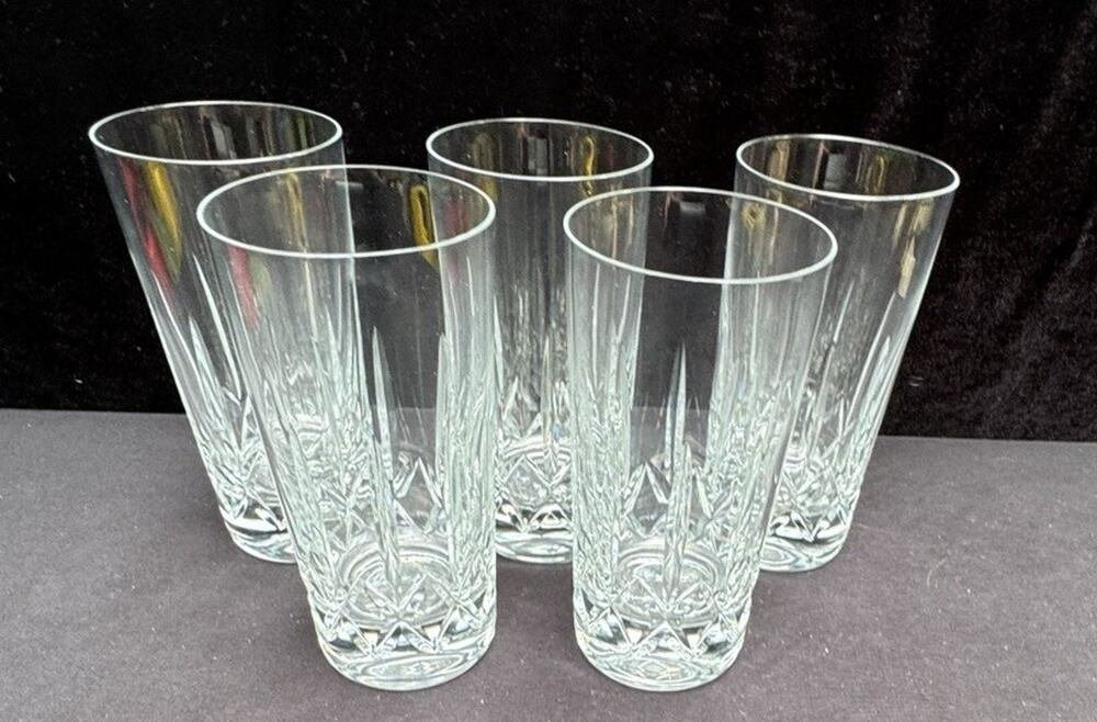 5 Vtg Highball Opera Bar Glasses RCR Royal Crystal Rock made in Italy Nice! 8/28